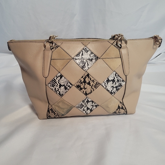 Coach F57510 Snake Patchwork Ava Tote In Beachwood Beige Gold Hardware - Picture 3 of 16